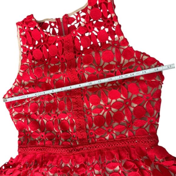 VTG RYAN MICHELLE  DRESS, CROCHET RED, Size L - Picture 5 of 6